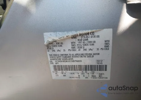 2014 Ford Explorer Xlt из США, поврежденный, VIN 1FM5K8D8XEGB79205